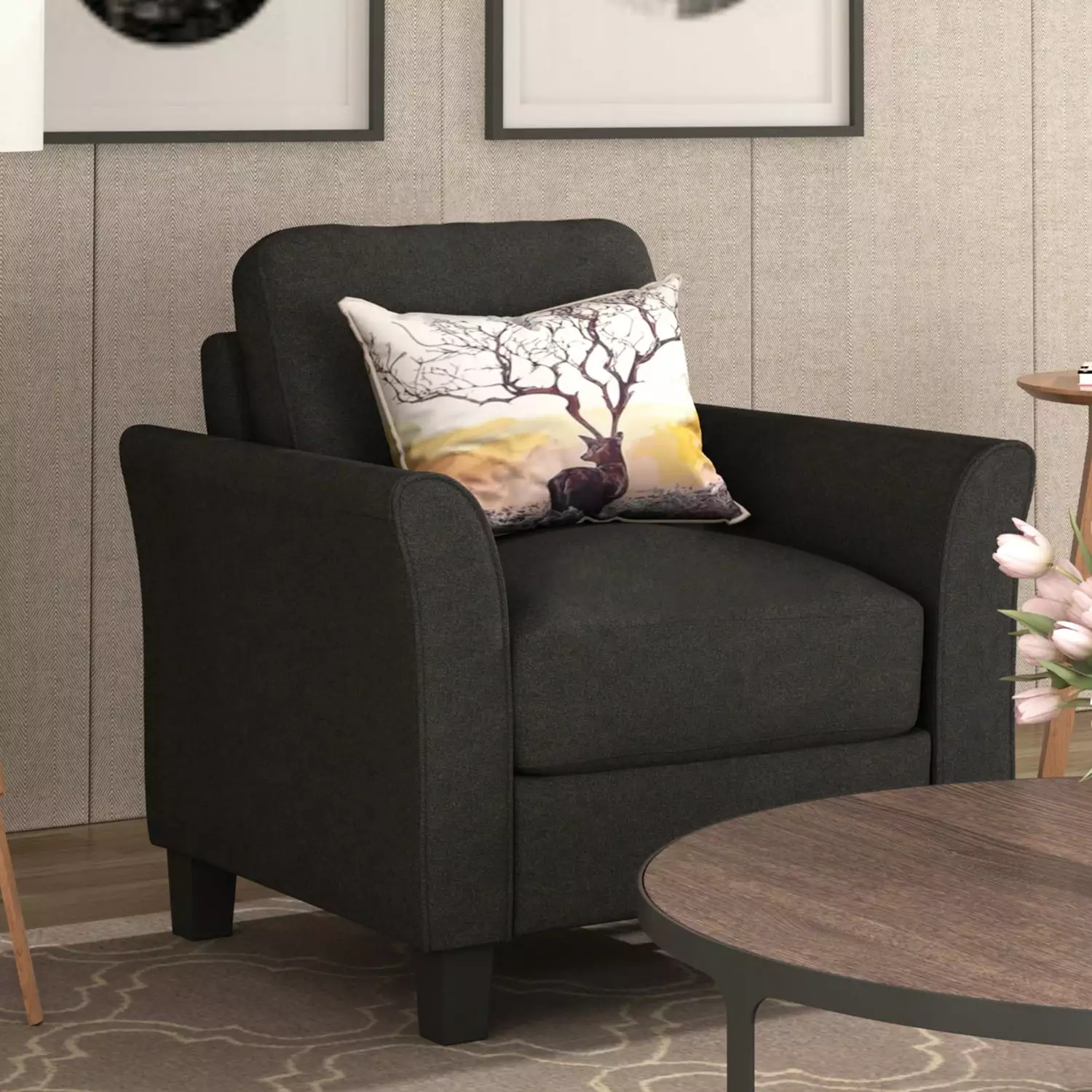 CoSoTower Living Room Furniture Armrest Single Sofa Black