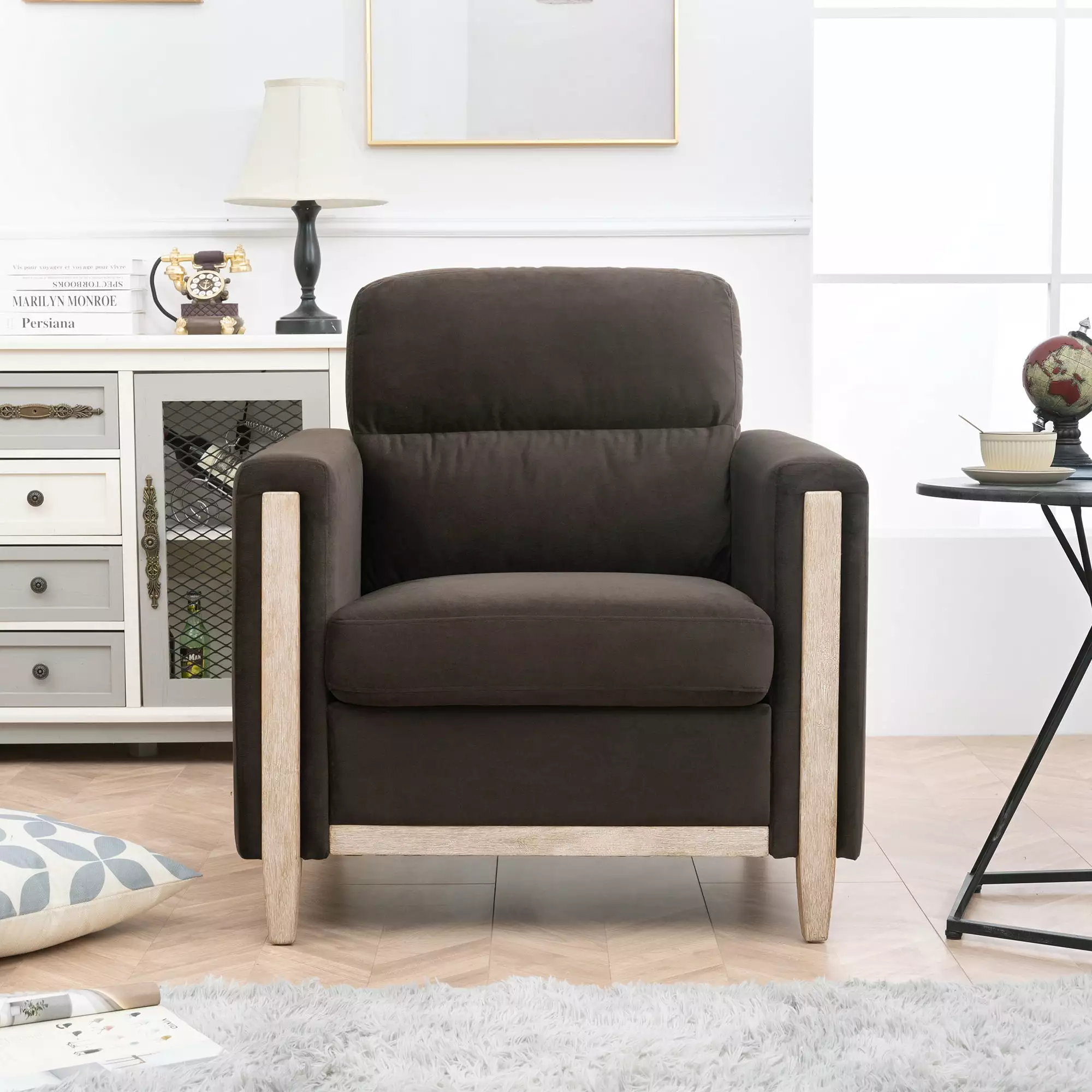 1 Seater Sofa Living Room Brown Jamini