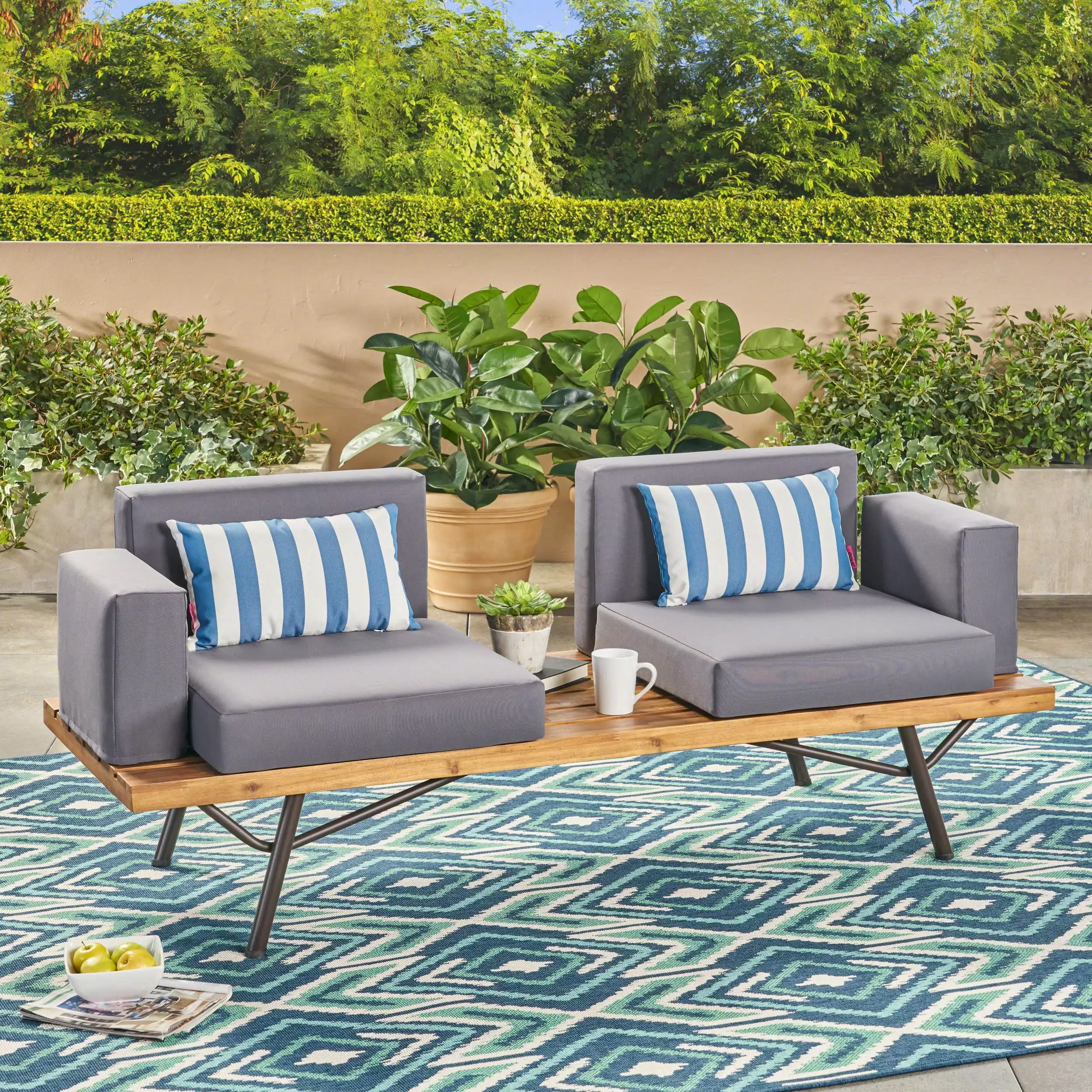Homiyad Acacia Wood 2 Seater Sofa Extra Plush Cushions - Modern and Comfortable CoSoTower
