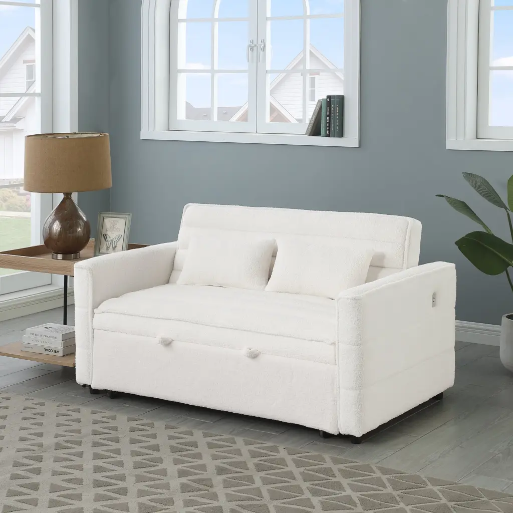 Soft Boucle Convertible Two Bedroom Sofa Adjustable Back 2 Seater meiting furniture
