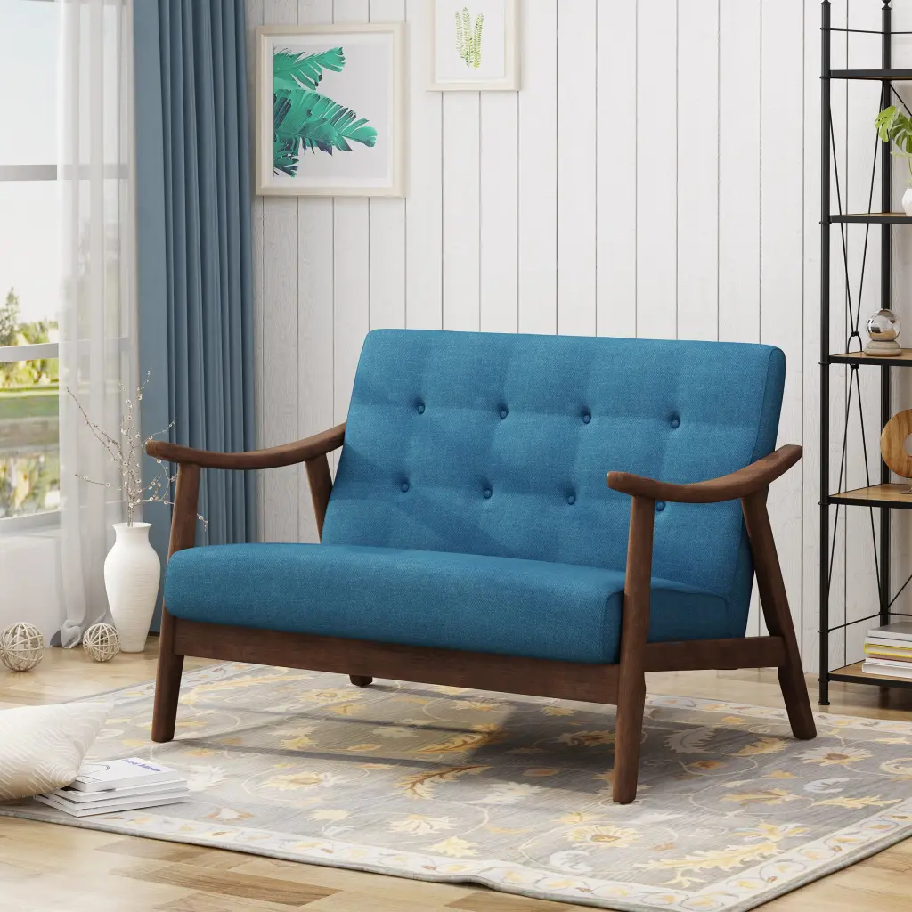 Lydia Sofa 2 Seater Navy Blue Fabric Living Room Couch nh-inmax