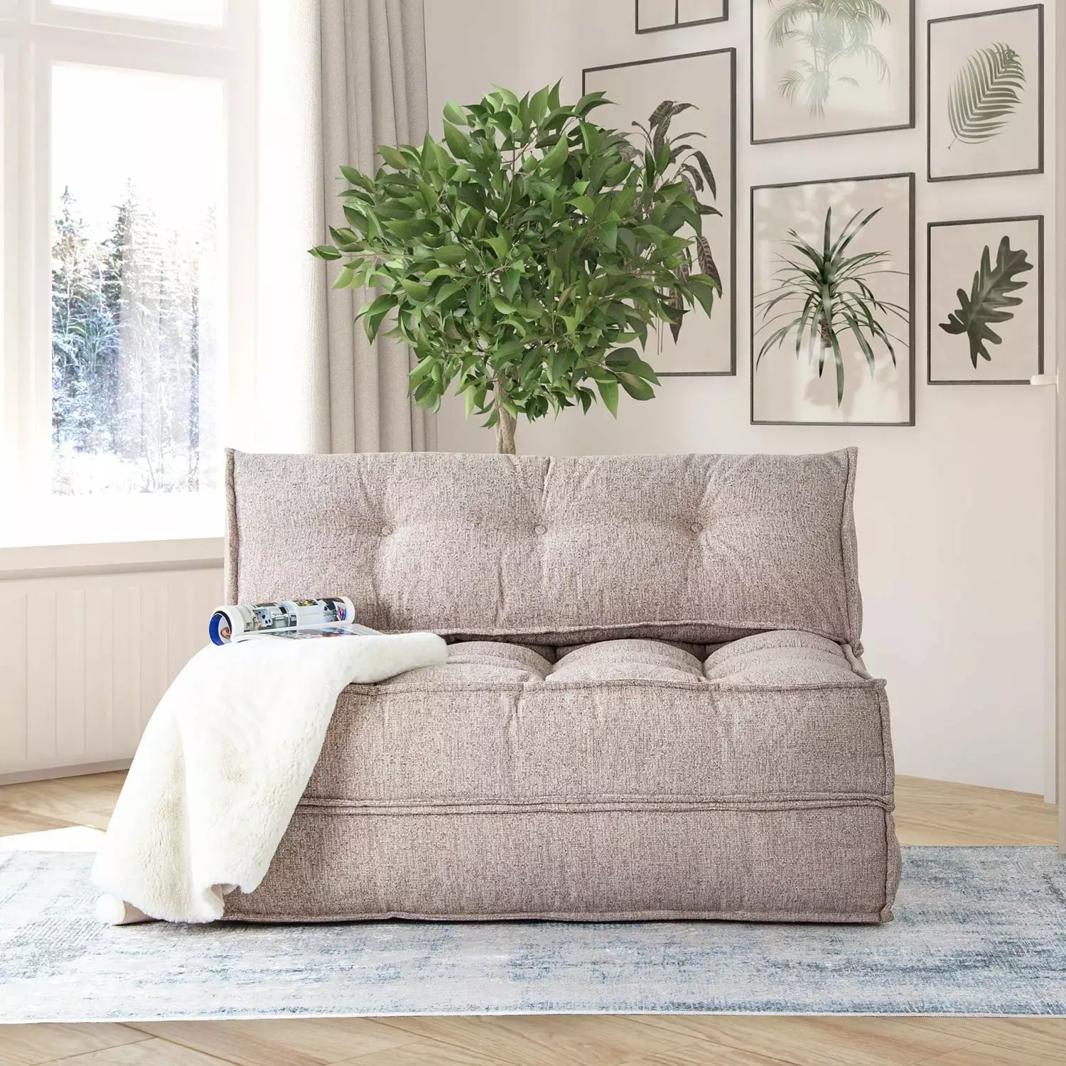 Salida-Mocca Light Brown 2-Seat Sofa-Bed Modern Living Room Furniture