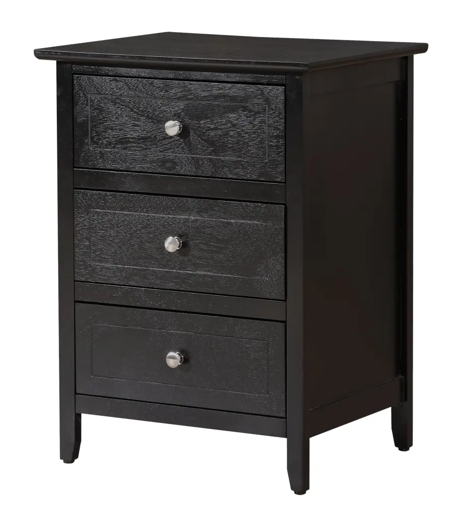 Daniel G1313 Black 3 Drawer Nightstand Particle Board Bedside Table glory furniture