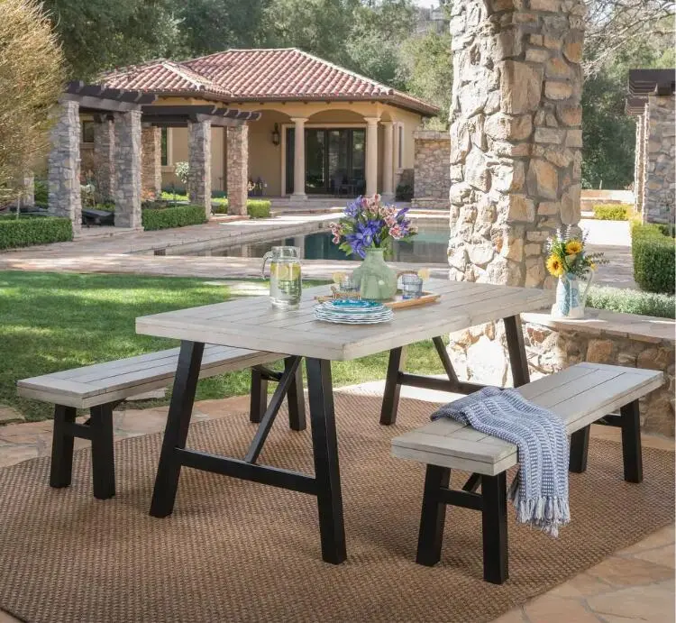 Bettina Dining Set Gray 3 Piece Grey Acacia Wood Kitchen Table And Chairs nh-gardenpara