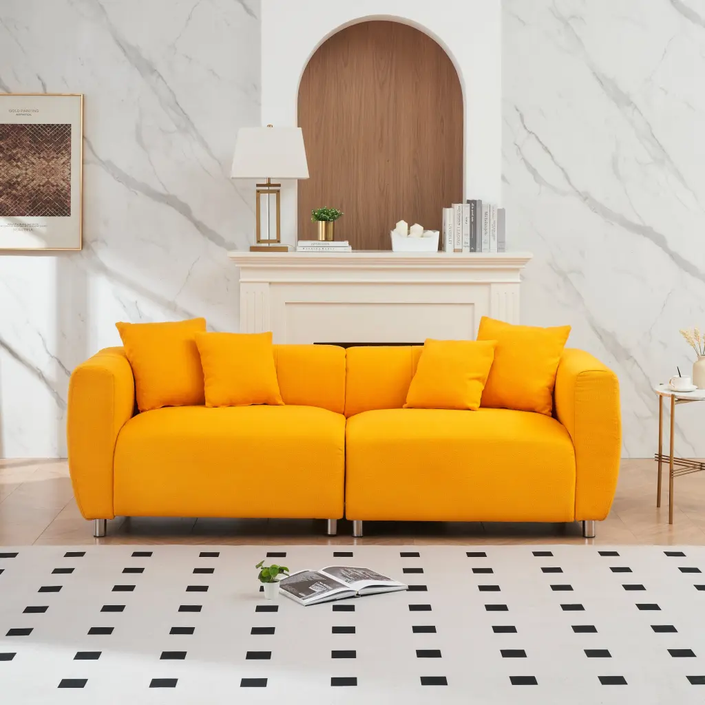 89 Inch Fashion Sofa Living Room Metal Legs 3 Seater fan chen furniture