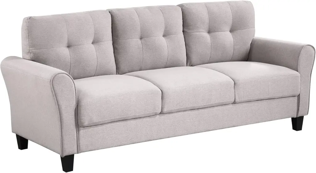 Kadyn 79.9 Upholstered Sofa Couch Modern Linen 3 Seater Sofa Living Room Light Grey