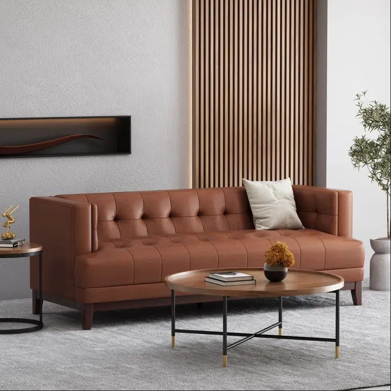 3 Seater Sofa Dark Brown Pu nh-inmax