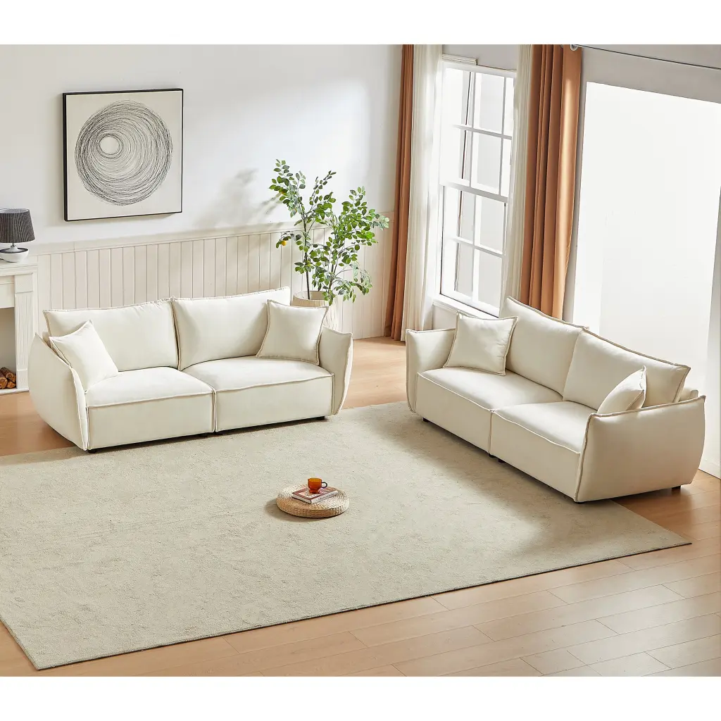 3 Seater Combo Sofa Modern Living Room Linen Fabric Sofa w1193