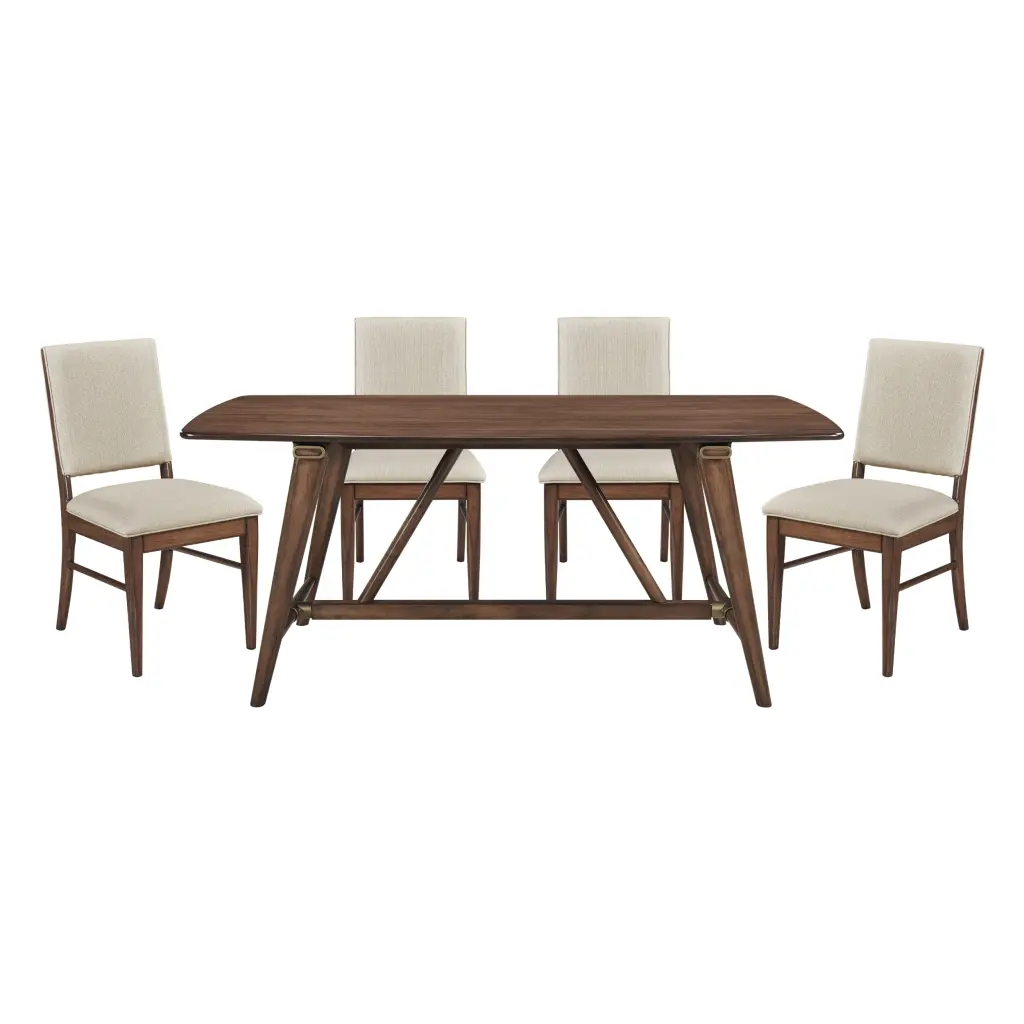 Modern Design 5Pc Dining Set Table And 4X Side Chairs Fabric Upholstered Seating kanepe