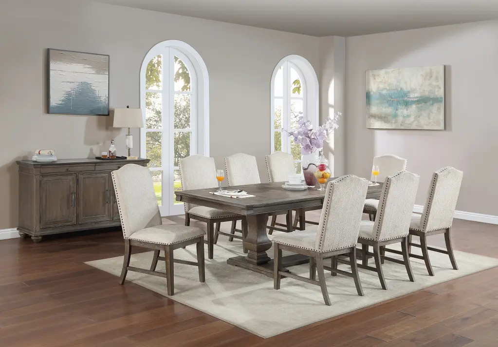 Traditional Formal 9 Piece Dining Set Table Leaf and 8 Side Chairs kanepe