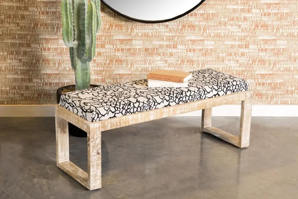 Black And White Sled Leg Accent Bench Wood Living Space furniture max