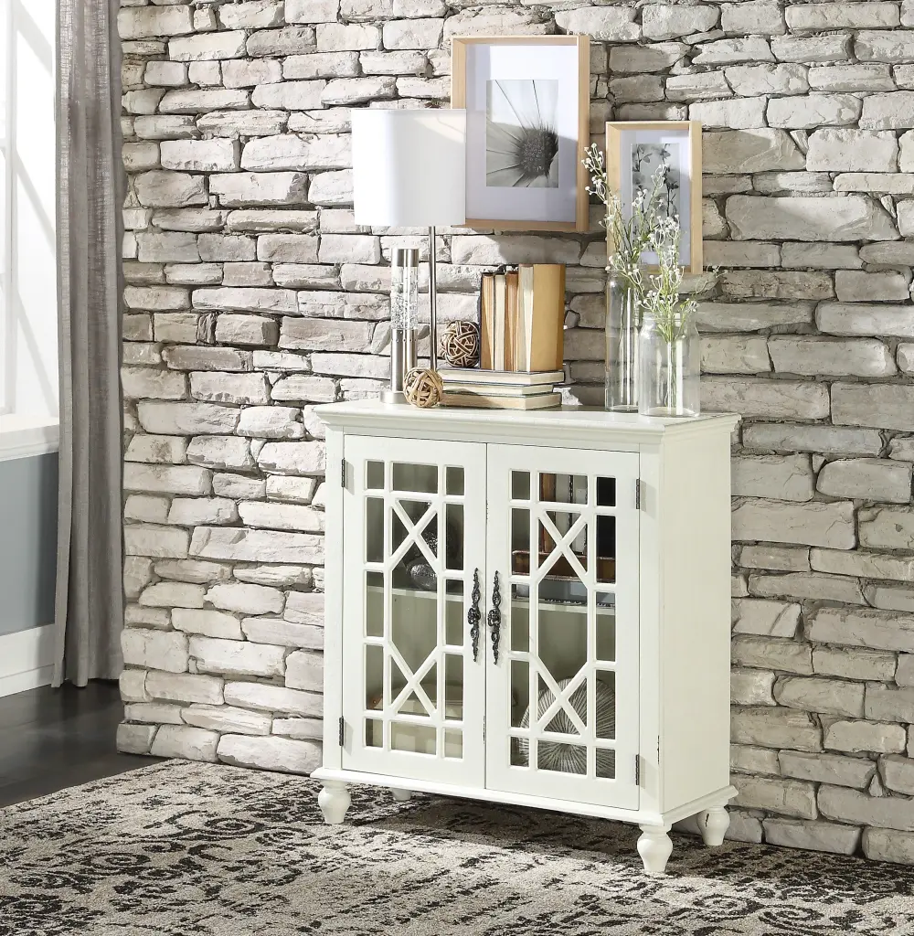 Antique White Accent Chest Timeless Storage Cabinet Shelves And Glass Insert kanepe
