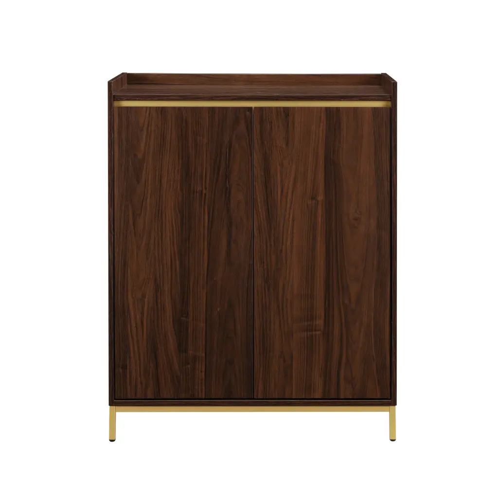 Contemporary Minimalist 2 Door Accent Cabinet Dark Walnut Dark Brown walker edison