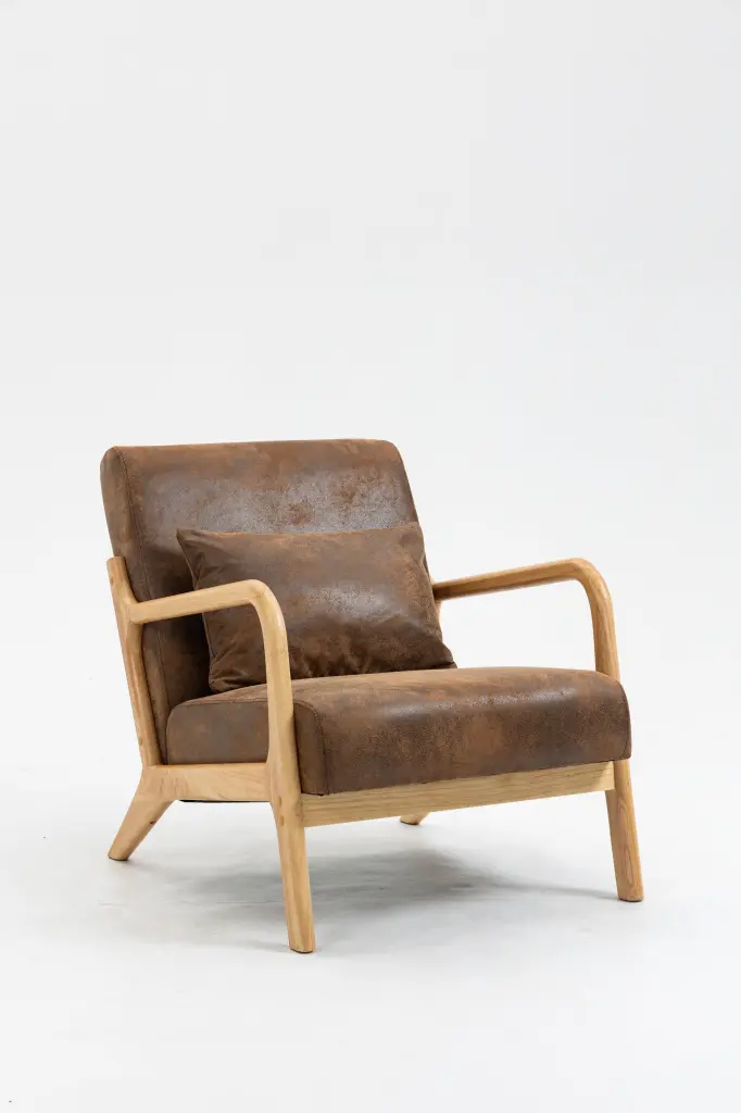 Mid Century Modern Accent Chair Wood Frame Upholstered Living Room Seat a-b home furnishing