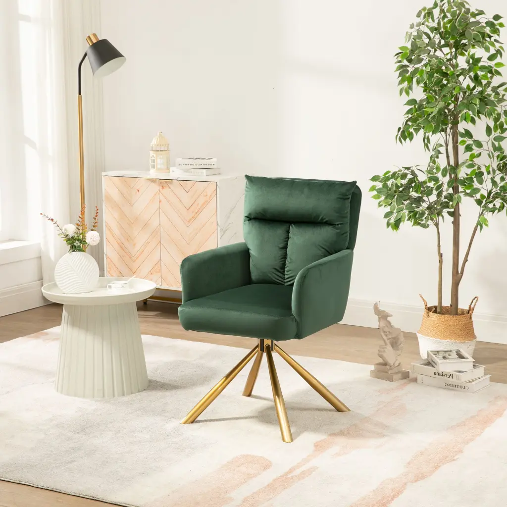Green Velvet Contemporary High Back Upholstered Swivel Accent Chair Living Room bn smart home w1164