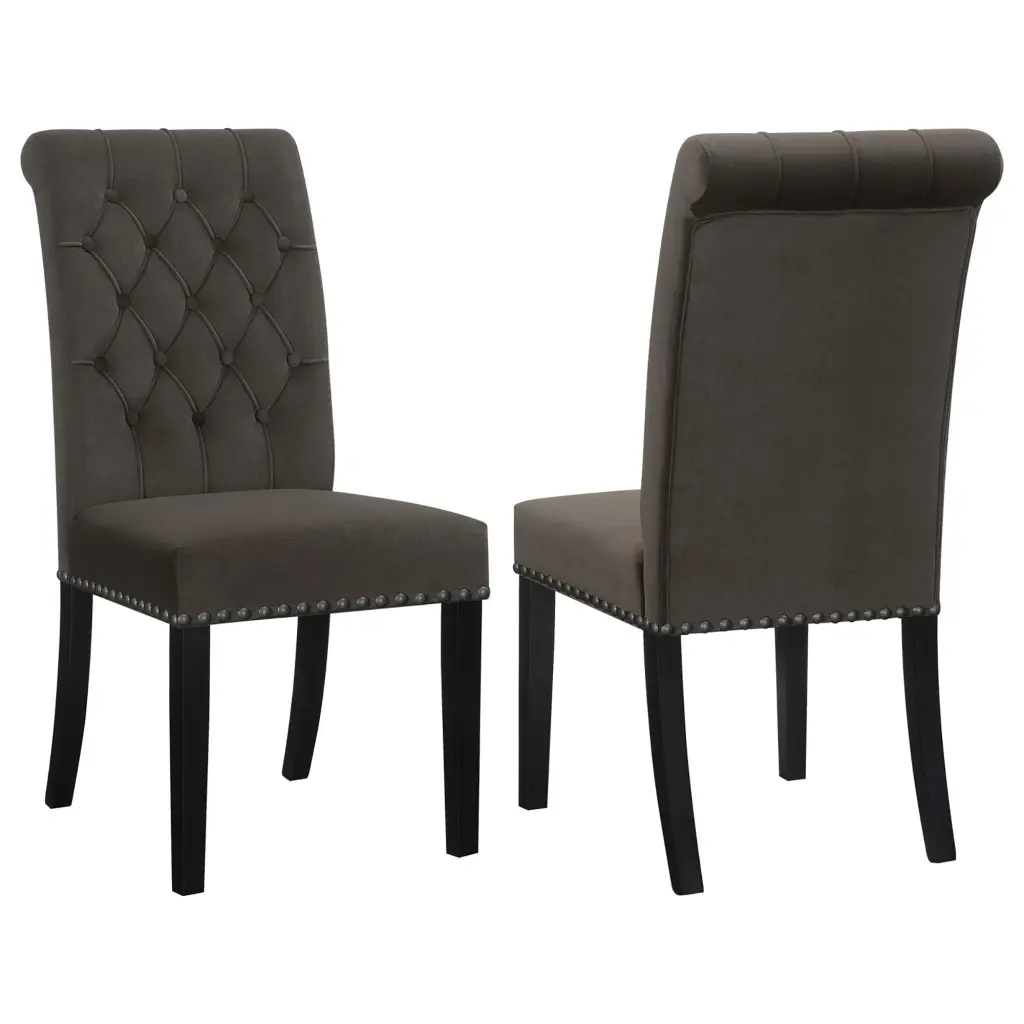 Brown And Rustic Espresso Tufted Side Chairs Set 2 Solid Brown Espresso furniture max