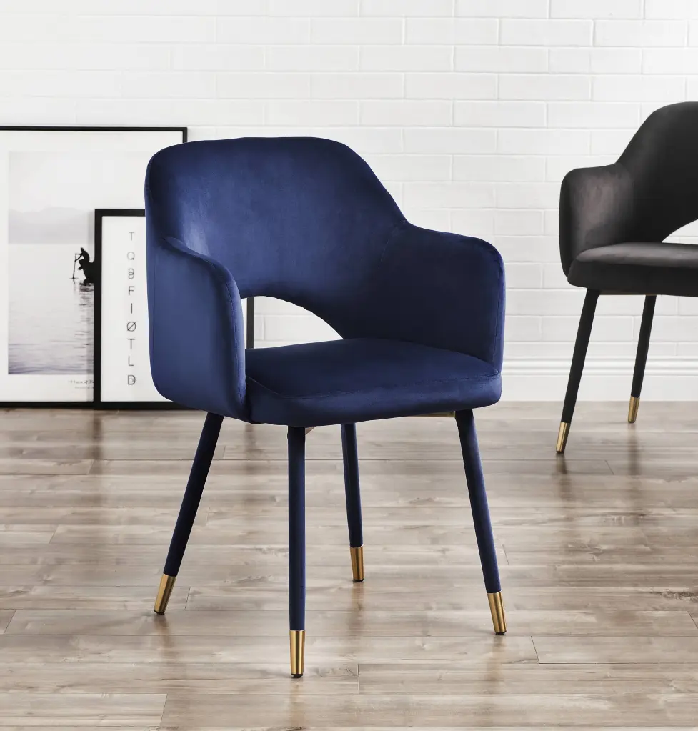 Ocean Blue And Gold Accent Chair Metal Spindle Leg furniture max
