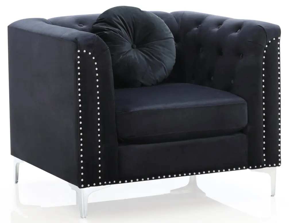 Pompano G893A Chair Black Foam Velvet Upholstered glory furniture