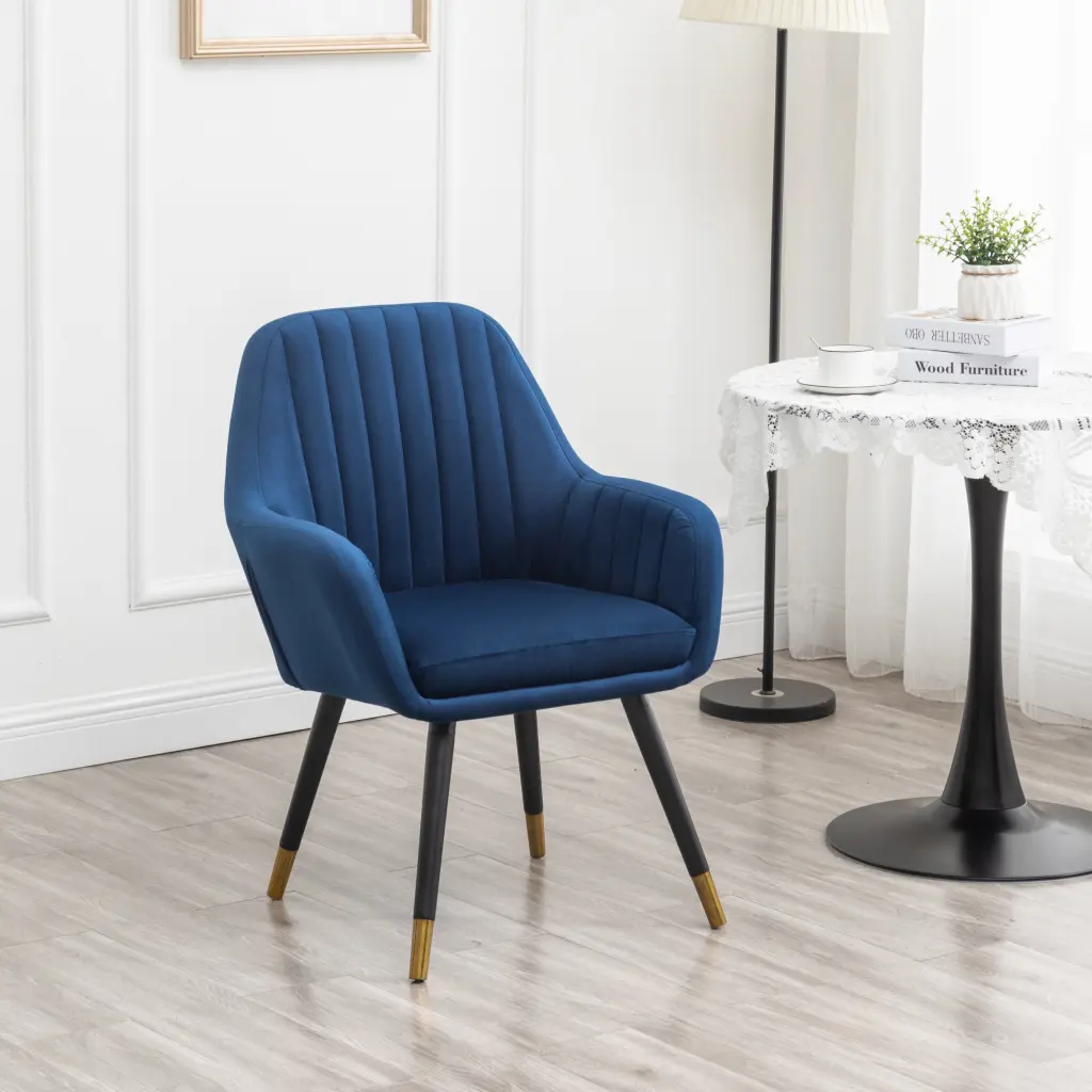 Tuchico Contemporary Velvet Upholstered Accent Chair Blue hz