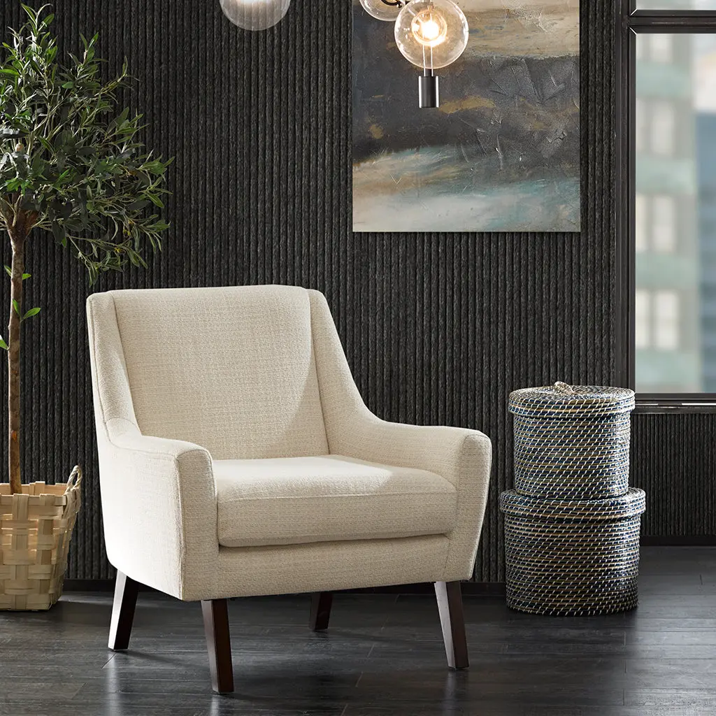 Accent Chair Cream Morocco Polyester Upholstered jla