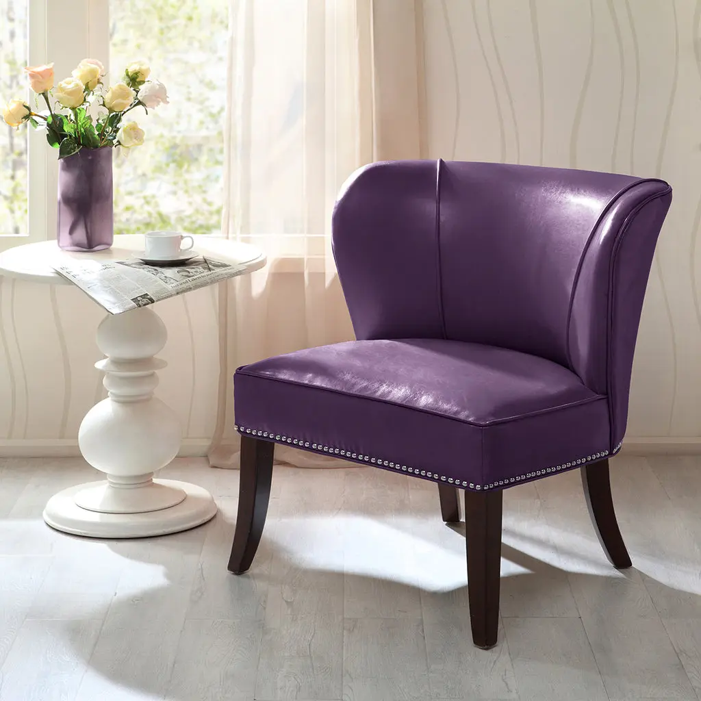 Armless Accent Chair Purple Polyester Modern Living Room Chair jla