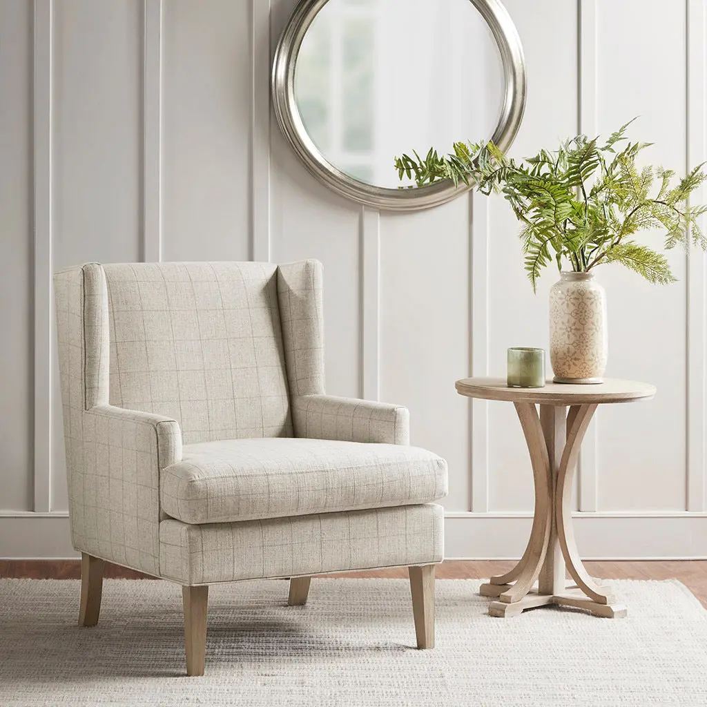 Decker Accent Chair Beige Solid Wood jla