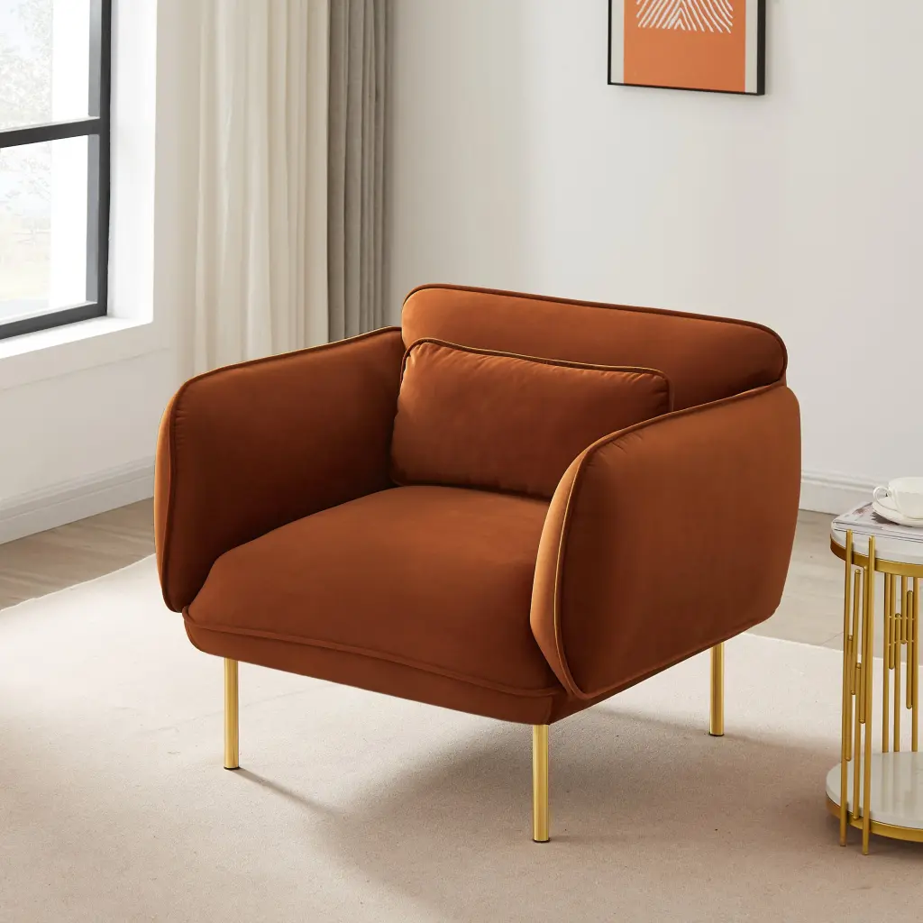 Oversized Living Room Accent Velvet Armchair Upholstered Single Sofa jsc furniture