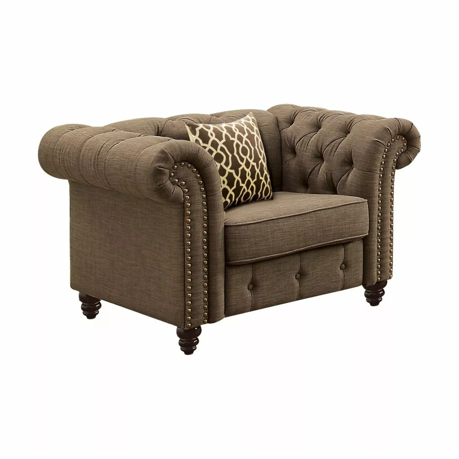 Miekor Furniture Aurelia Chair w/1 Pillow Brown Linen