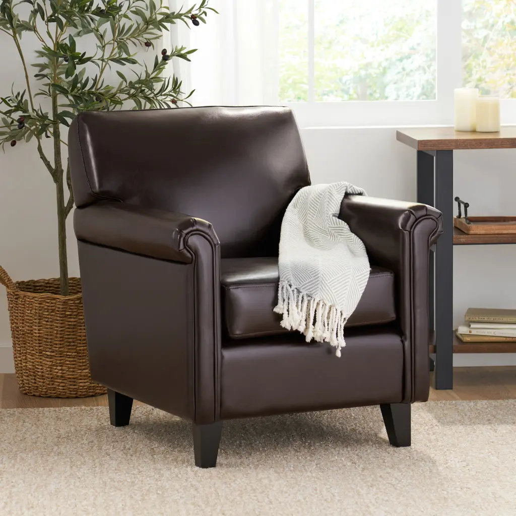 Bristol Club Chair Chocolate PU Upholstery nh-cloudhouse