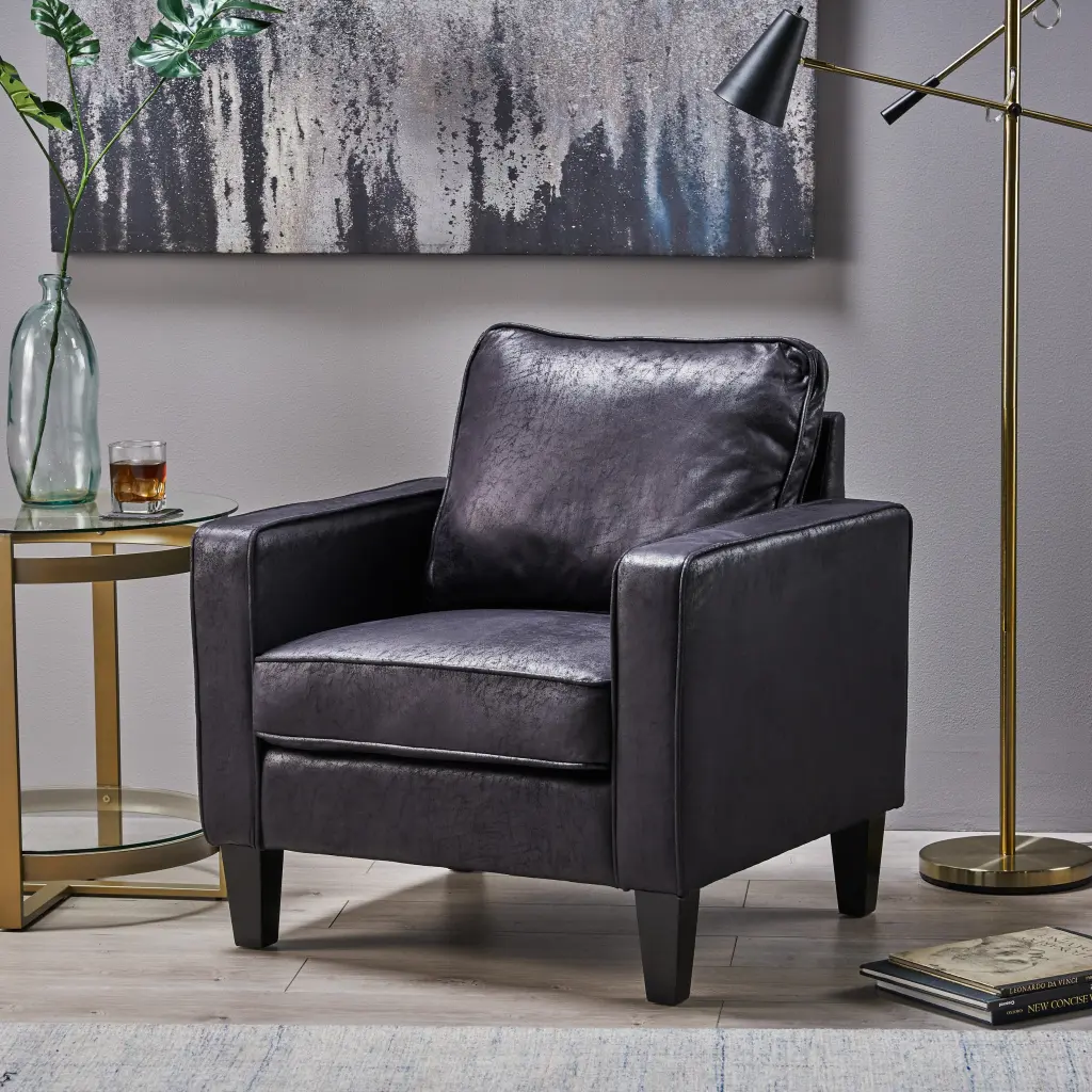 Black Fabric Chair - Modern Upholstered Accent Chair Living Room nh-comfortcove