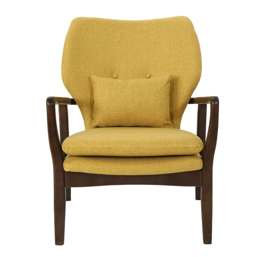 Club Chair Mustard Fabric Upholstered Modern Accent Chair Living Room nh-cozy home