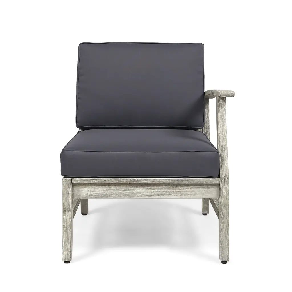 Perla Right Armchair Grey Dark Gray Acacia Wood Modern Accent Chair nh-gardenpara