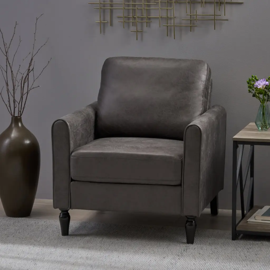 Slate Microfiber Single Seat Chair Living Room or Office nh-home living