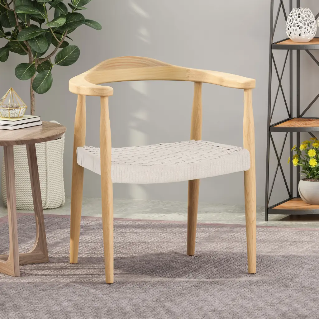 Arm Chair White Woven Rope Modern Accent Chair nh-inmax