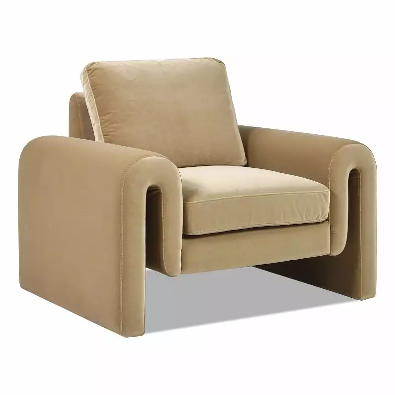 Pemberly Row Contemporary 40 Arched Arm Chair Camel Brown Beige