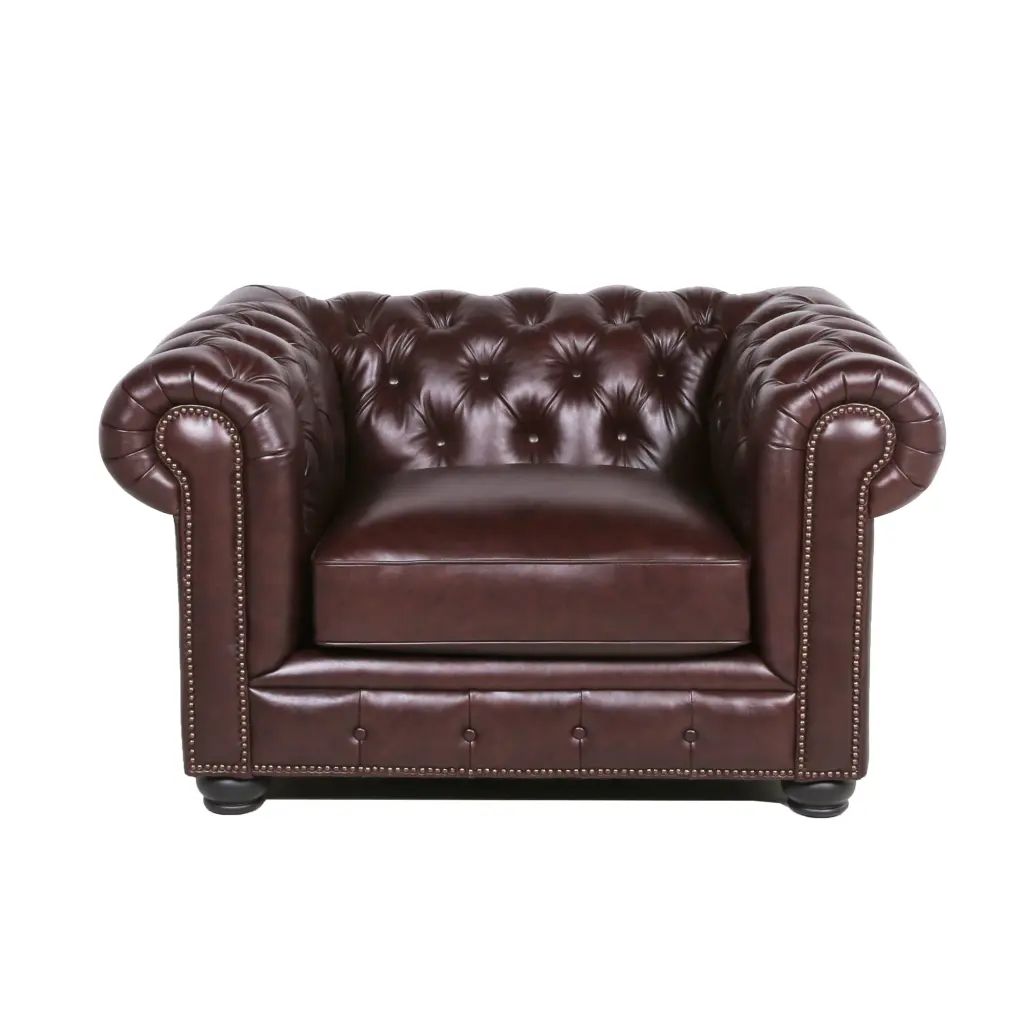Traditional Tufted Leather Chesterfield Chair Chocolate Brown prime leather co.