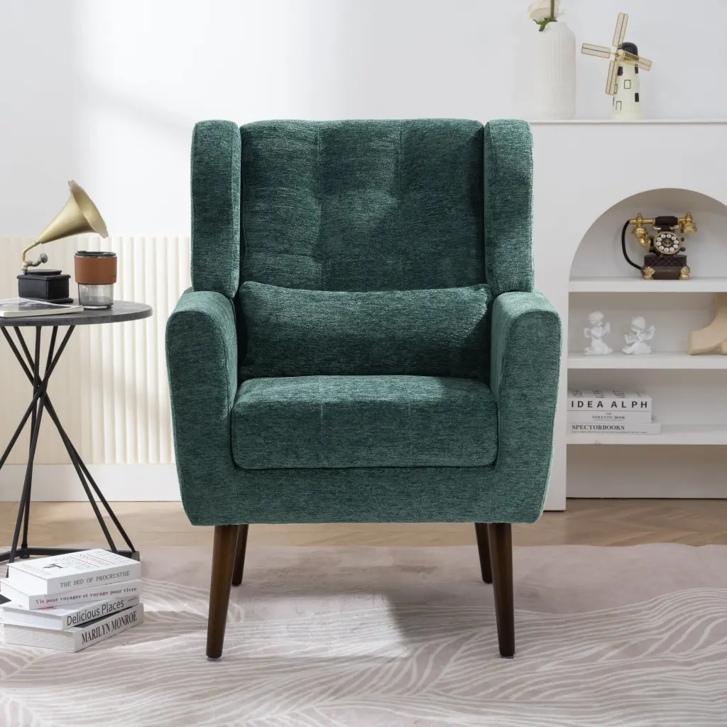 Modern Accent Chair Chenille Upholstered Armchair Living Room rnb
