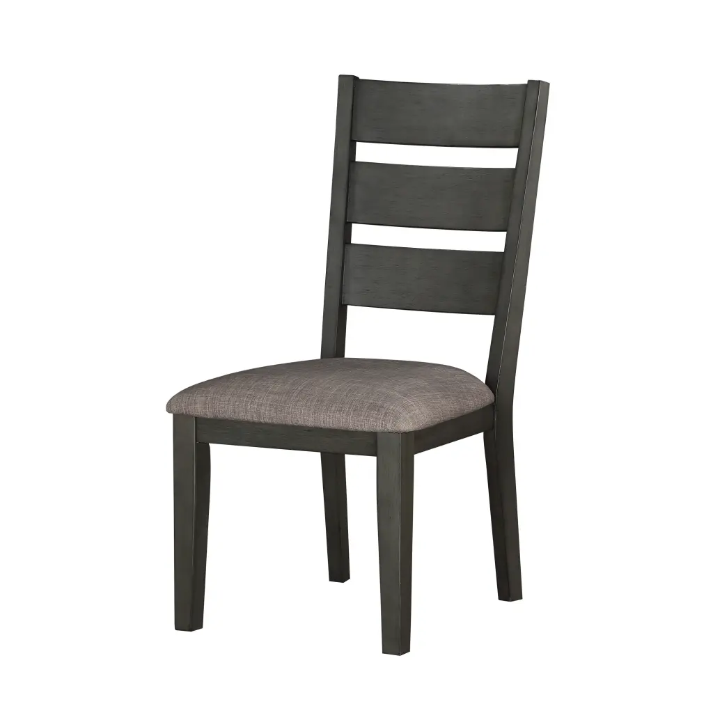 Transitional Wooden Side Chair Fabric Padded Seat Set 2 Gray Dining Accent Chairs royal hampton