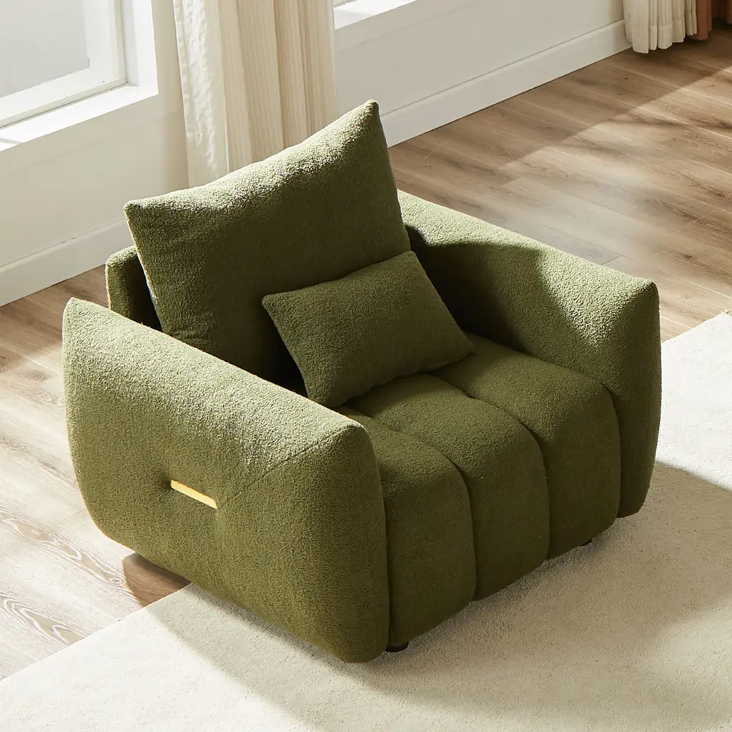 39.7 Inch Teddy Fabric Sofa Modern Lounge Chair Apartment or Office w1193