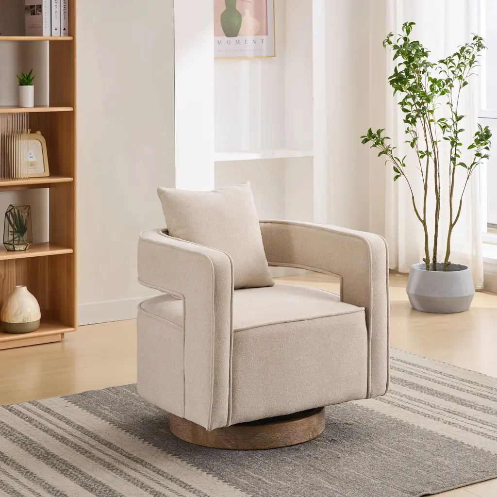 29.1 Inch Swivel Accent Open Back Chair, Modern Comfy Sofa Chair Weather Resistant Fabric w1298
