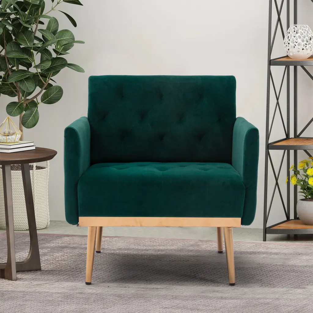 Coolmore Accent Chair Leisure Single Sofa Rose Golden Feet Green w1539 coolmore