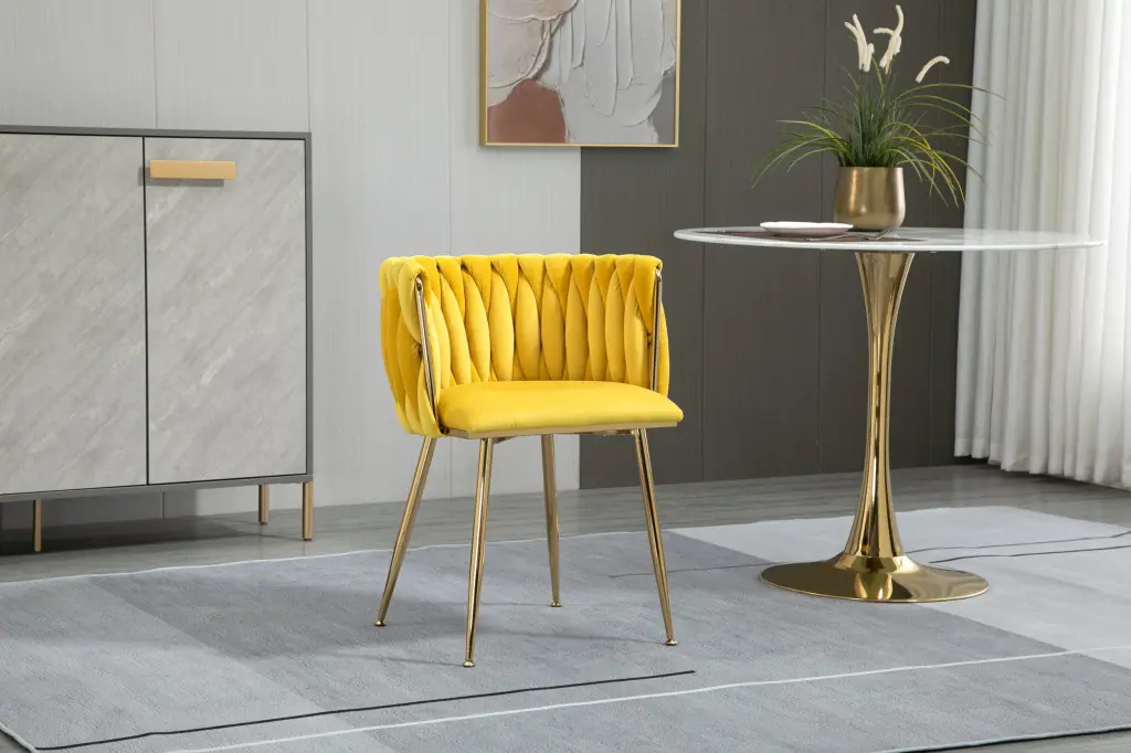 Coolmore Leisure Dining Accent Chair 1Pc Set Mustard Metal Frame w1539 coolmore