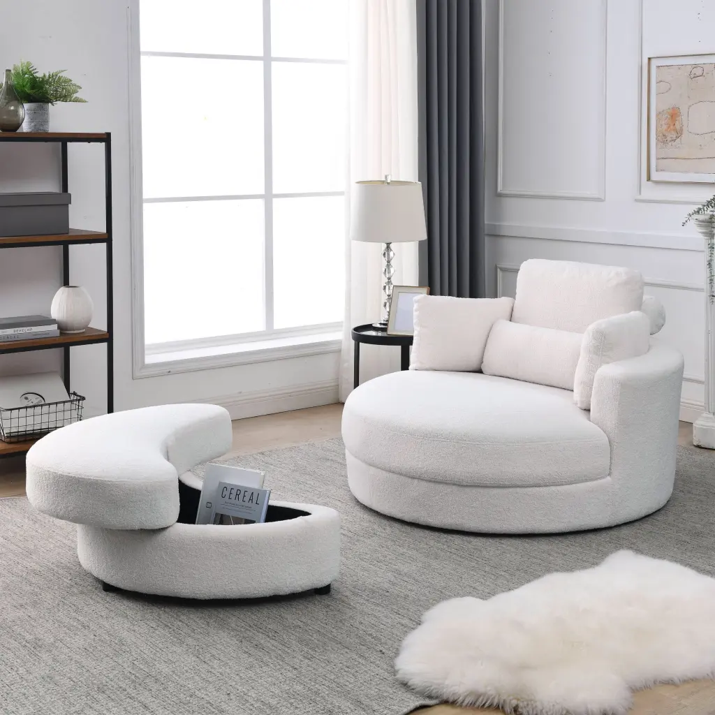 Video Welike Swivel Accent Barrel Modern Sofa Lounge Club Big Round Chair welike furniture