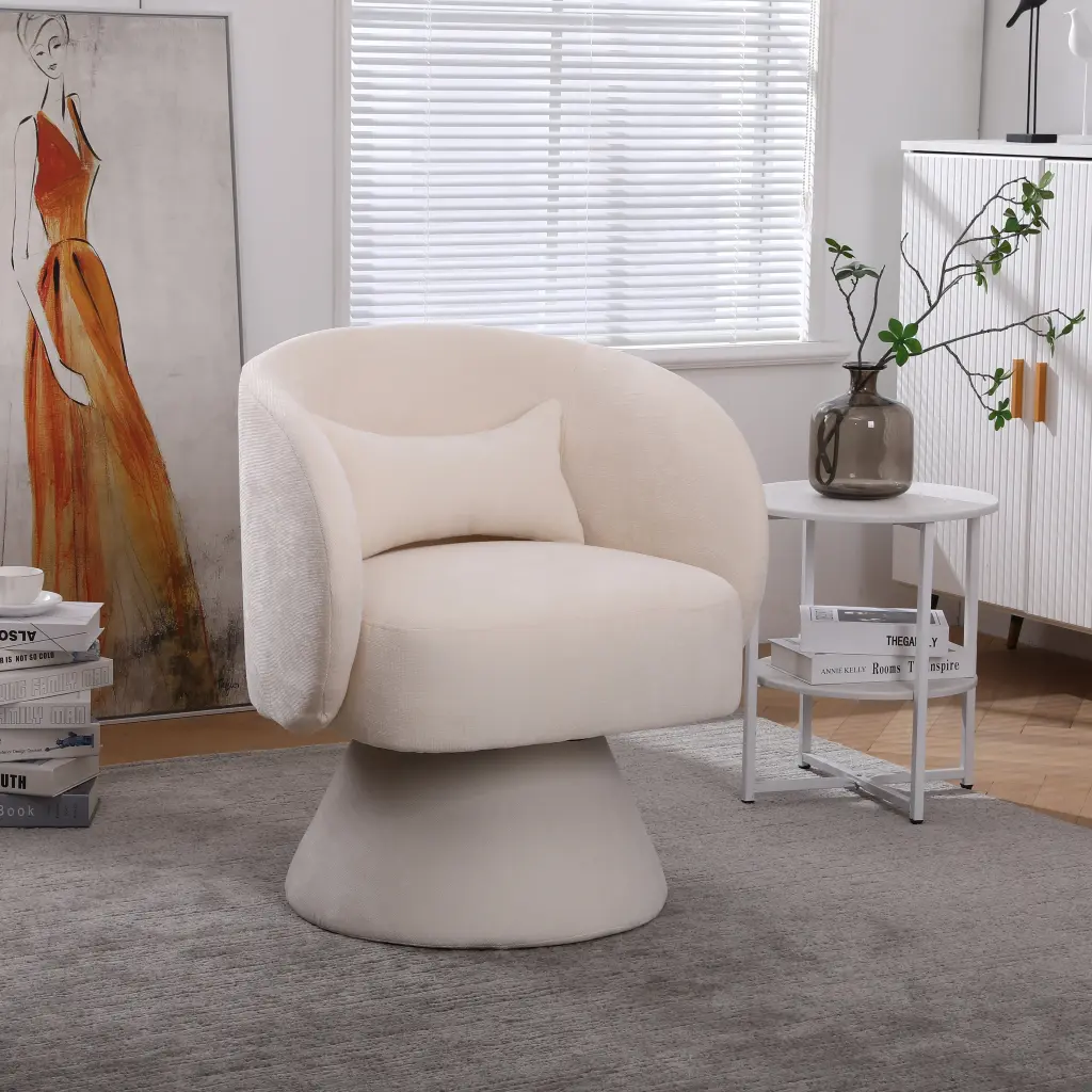 Swivel Accent Chair Armchair, Round Barrel Chair Fabric Living Room xr-1361