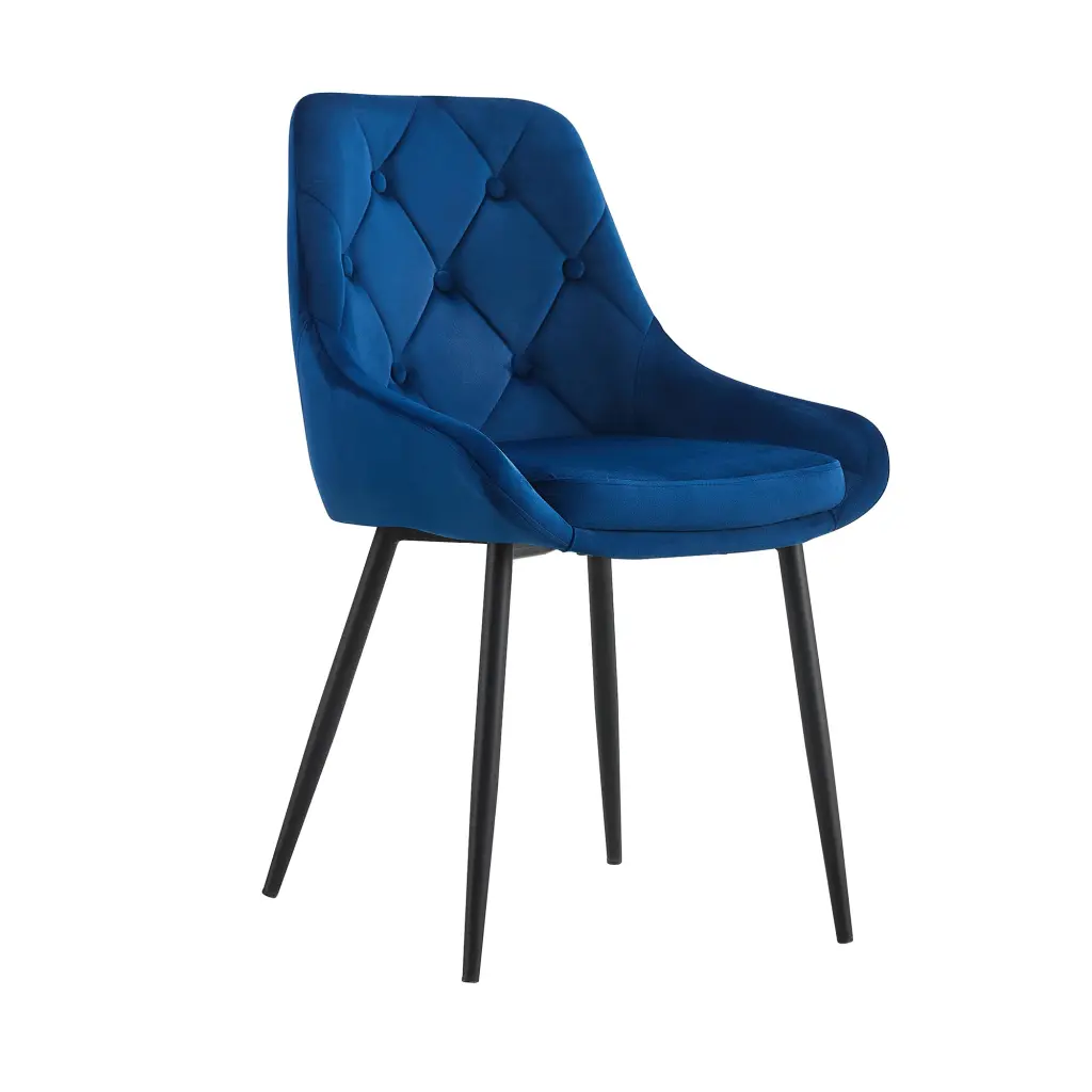 Modern Blue Velvet Dining Chairs Fabric Accent Upholstered Side Chairs Set 2 youngmagic