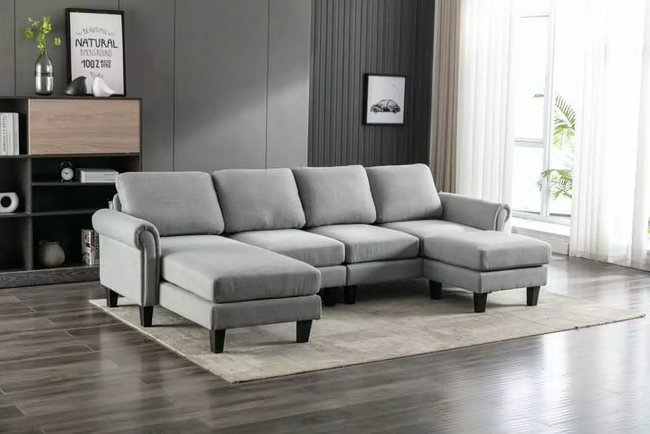 Light Gray Polyester Accent Sofa Modern Elegance European Flair Living Room Seating HATNOKIL