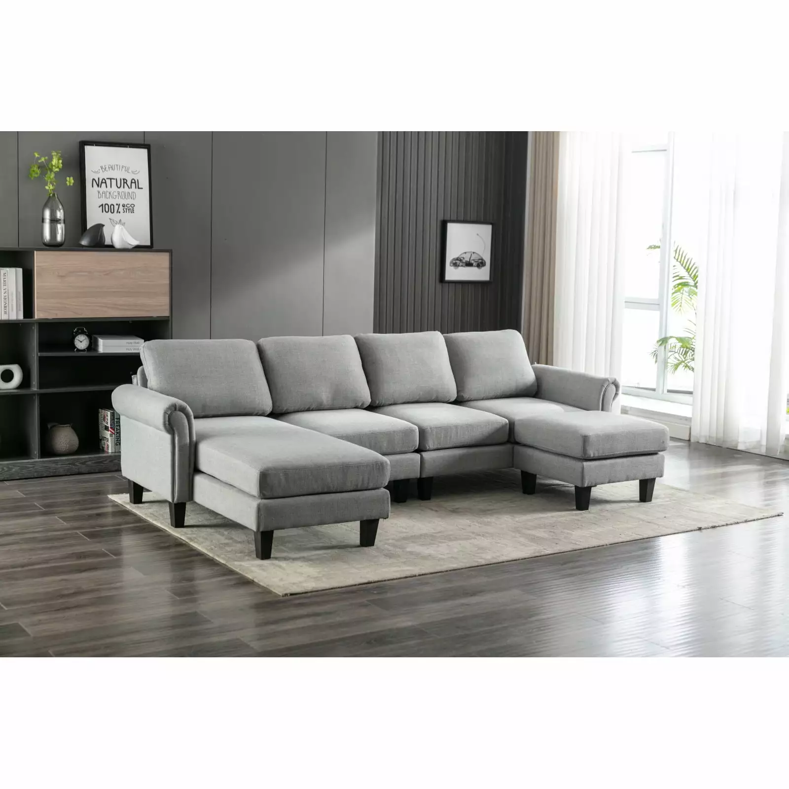 Light Gray Polyester Accent Sofa Modern Elegance European Flair Comfortable Seating Ponnky