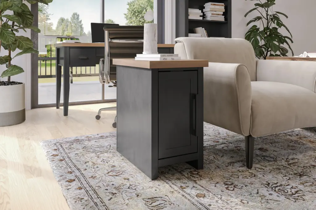Essex 14 Inch Chairside Table No Assembly Required Black And Whiskey bridgevine home