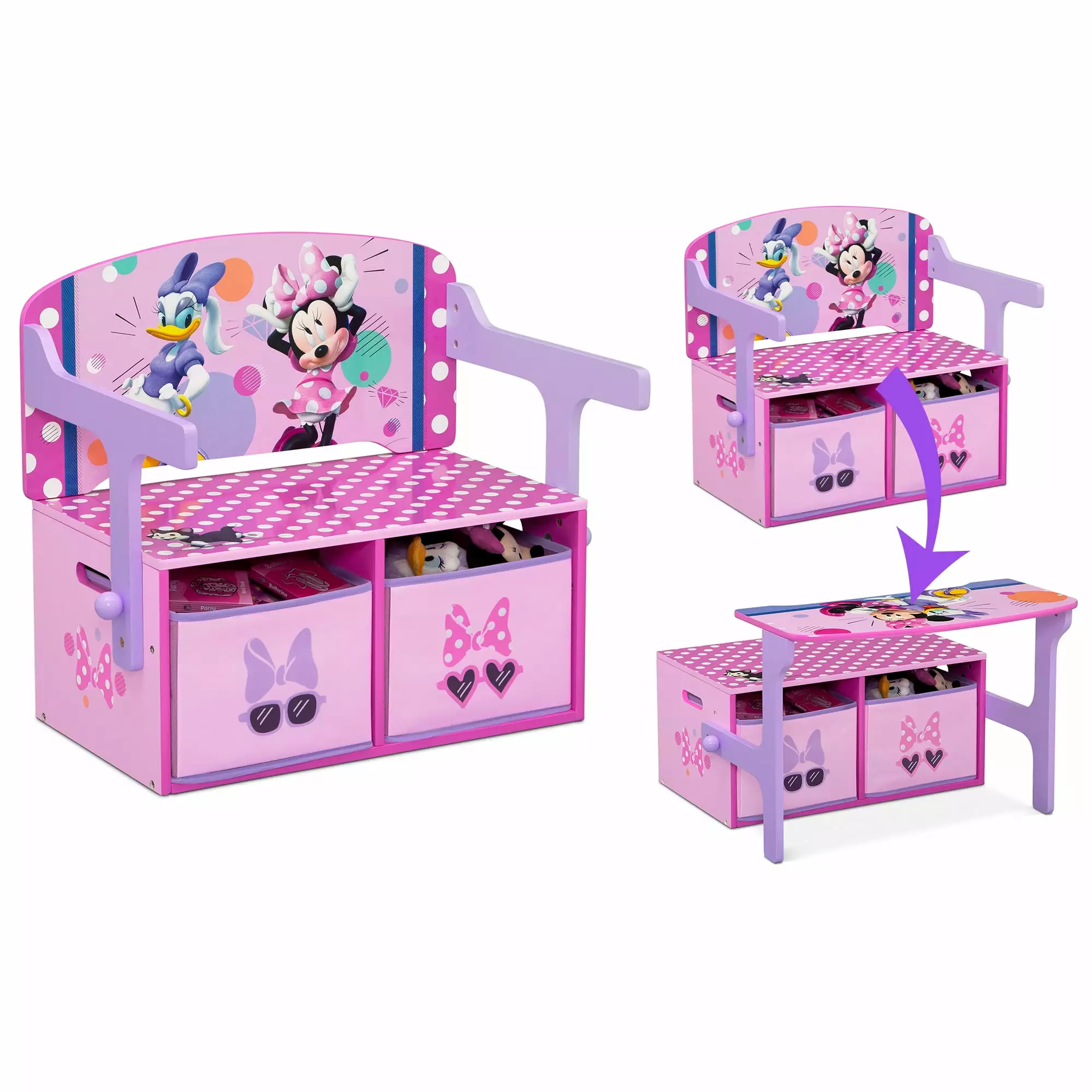 Disney Minnie Mouse 2--1 Activity Bench and Desk Delta Children Pink