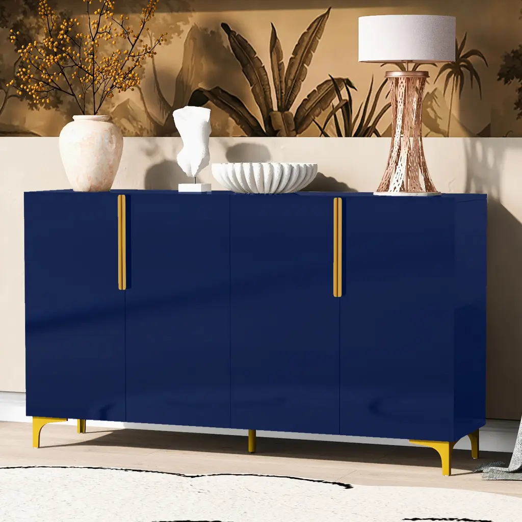 Glossy Finish Light Premium Storage Cabinet, Adjustable, Suitable Living Room u_style